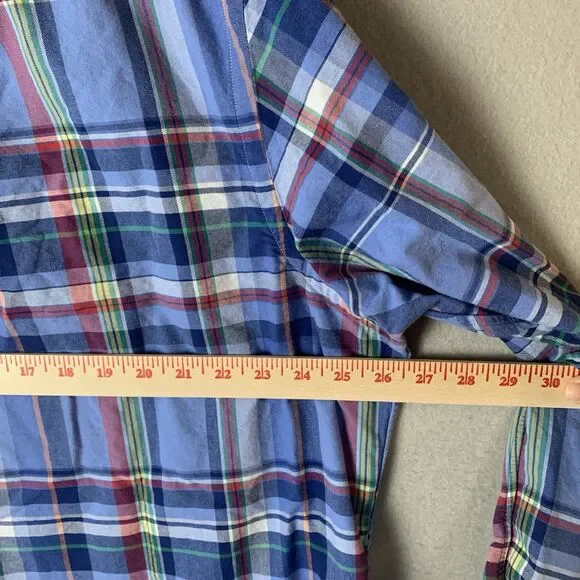 Ralph Lauren Shirt Mens XXL Blue Plaid Classic Fit Flesh Pony Preppy Career - Picture 6 of 7